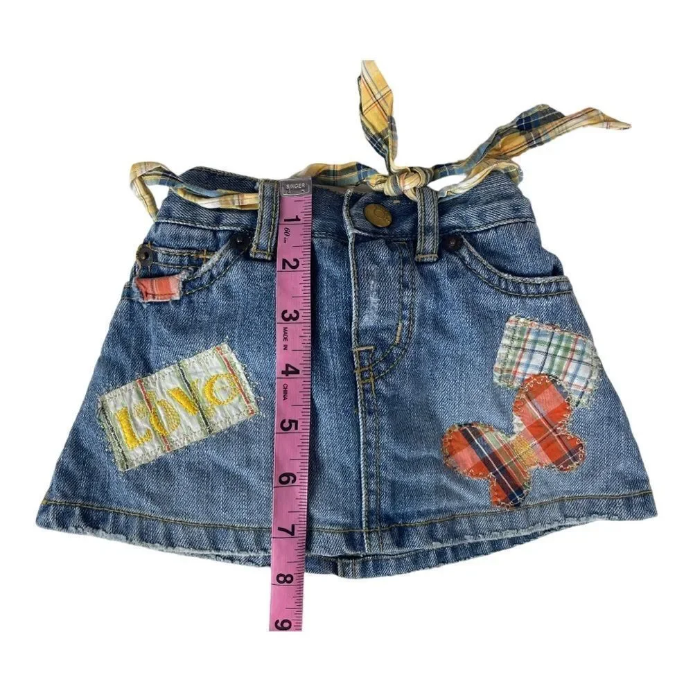 Children's Place Baby Girl's Size 6 - 9 Months Jean Skirt Blue Patches